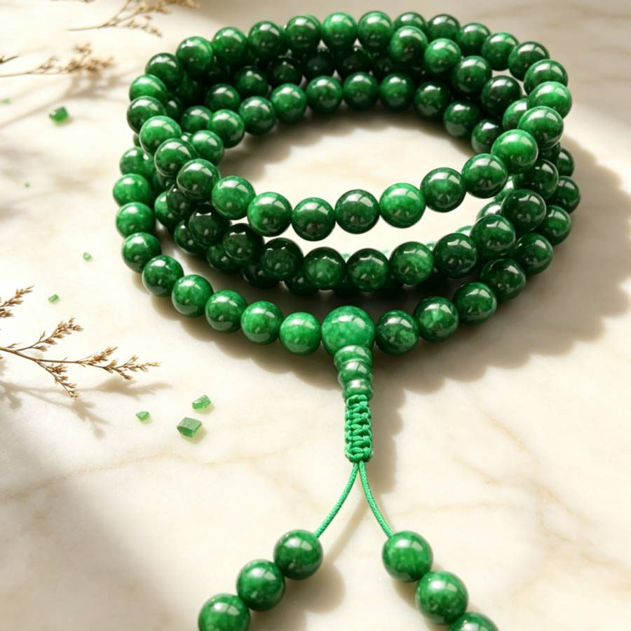 Health Wellness Bracelet - 6mm 108 Natural Green jade beads