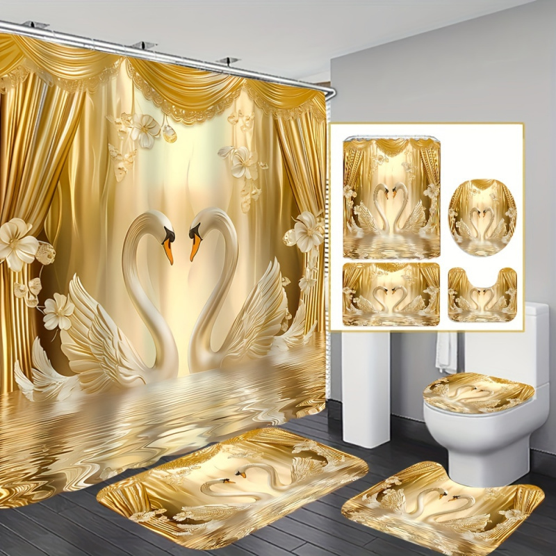 Romantic Golden Swans Bathroom - Bamboo Bath Mat review and price