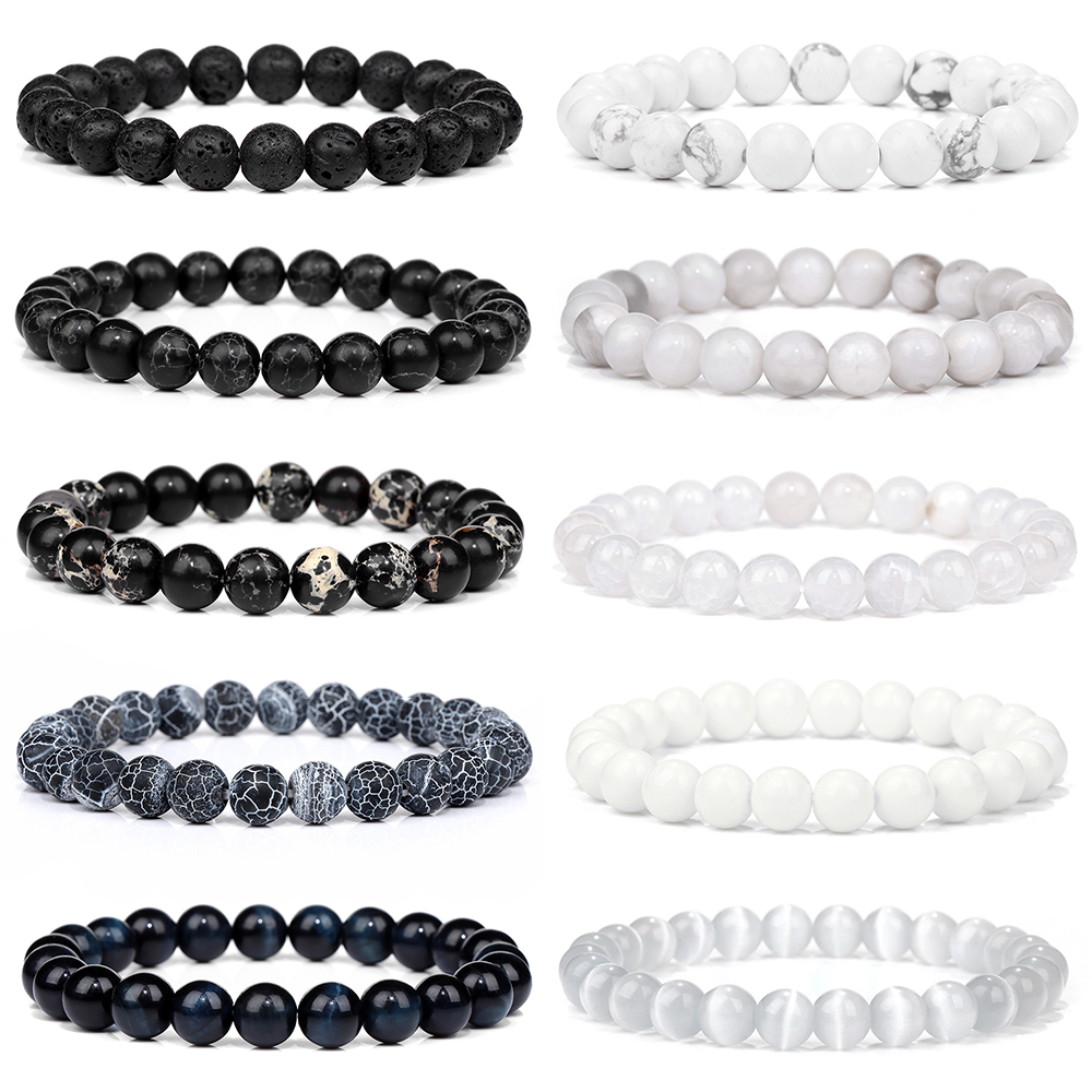 Black White Grey Stone Bracele - Health Wellness Bracelet review and price